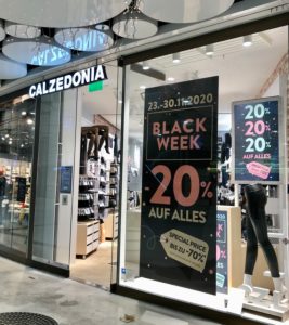 Black Friday poster on shop front in Stachus Passagen Munich Black Friday poster on shop front in Stachus Passagen Munich