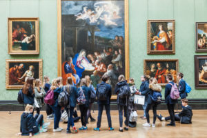 England, London, Trafalgar Square, National Gallery, Visiting Group of School Children England, London, Trafalgar Square, National Gallery, Visiting Group of School Children