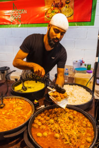 England, London, Shoreditch, Brick Lane, Street Food Stall Selling Moroccan Food England, London, Shoreditch, Brick Lane, Street Food Stall Selling Moroccan Food