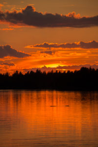 Sunset colors reflected on the lake surface, Finland Sunset colors reflected on the lake surface, Finland
