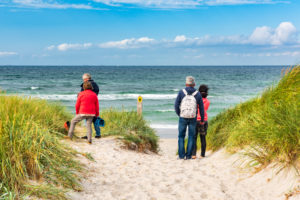 Western Pomerania Lagoon Area National Park, Mecklenburg-Western Pomerania, Germany, tourists on the beach