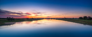 Sunset on the Elbe near Wittenberge, Brandenburg, Germany