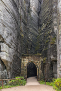 Entrance gate at Adrspach-Teplice Rocks (Adersbach-Weckelsdorfer Felsenstadt) on a sunny day in autumn, Dolnà Adrspach, 549 57 Adersbach, CZ Entrance gate at Adrspach-Teplice Rocks (Adersbach-Weckelsdorfer Felsenstadt) on a sunny day in autumn, Dolnà Adrspach, 549 57 Adersbach, CZ
