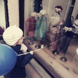 Little girl, window, dolls, Munich, Bavaria,