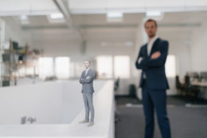 Businessman in office with his 3D look-alike