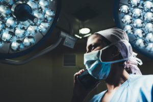 Nurse on the phone in operating room