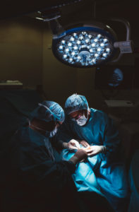 Surgeons during a foot surgery