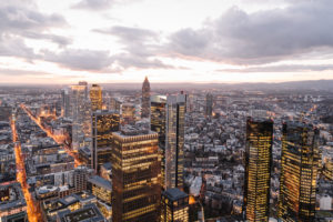 Germany, Hesse, Frankfurt,†City downtown at sunset Germany, Hesse, Frankfurt,†City downtown at sunset