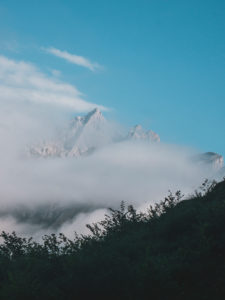 Spain, Cantabria, Clouds shrouding snowcapped peak in Picos de Europa Spain, Cantabria, Clouds shrouding snowcapped peak in Picos de Europa