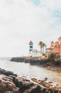 Portugal, Lisbon District, Cascais,†Rocky coastline and Santa Marta Lighthouse Portugal, Lisbon District, Cascais,†Rocky coastline and Santa Marta Lighthouse