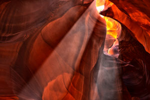 USA, Arizona, Sunbeams illuminating interior of Antelope Canyon USA, Arizona, Sunbeams illuminating interior of Antelope Canyon