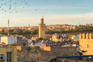 Morocco, Fes-Meknes, Fes, Minaret in Fes el Bali at dusk Morocco, Fes-Meknes, Fes, Minaret in Fes el Bali at dusk