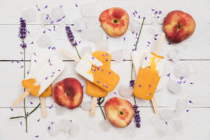 Homemade peach yogurt†popsicles†and lavender Homemade peach yogurt†popsicles†and lavender