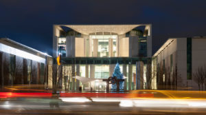 Germany, Berlin, View of chancellery with christmas tree at night Germany, Berlin, View of chancellery with christmas tree at night