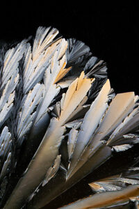Close-up of sugar crystals displaying unique geometric structures