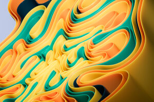 Colorful abstract 3D design with curves and waves