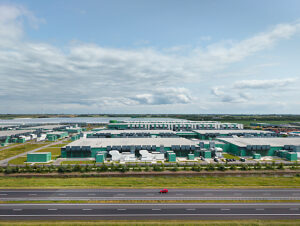 Aerial view of data center exterior in the Netherlands