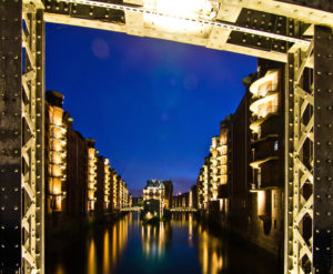 Hamburg, harbour, 'Speicherstadt' (city of warehouses), evening mood Hamburg, harbour, 'Speicherstadt' (city of warehouses), evening mood
