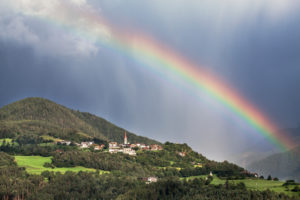 Italy, South Tyrol, Feldthurns, Teis, Rainbow Italy, South Tyrol, Feldthurns, Teis, Rainbow