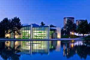Wolfsburg, Autostadt, night photography, architecture, water reflexion, Wolfsburg, Autostadt, night photography, architecture, water reflexion,