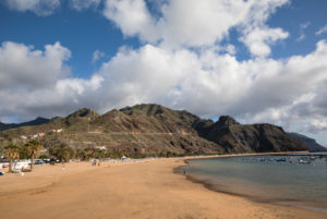 Playa de las Teresitas beach in front of the Anaga Mountains, San Andres, Tenerife, Canary Islands, Spain Playa de las Teresitas beach in front of the Anaga Mountains, San Andres, Tenerife, Canary Islands, Spain