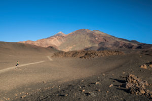 Hike in the volcanic landscape around the Montana de la Botija with a view of the volcanoes Pico del Teide (3718 m) and Pico Viejo (3135 m), El Teide National Park, UNESCO World Heritage, Tenerife, Canary Islands, Spain Hike in the volcanic landscape around the Montana de la Botija with a view of the volcanoes Pico del Teide (3718 m) and Pico Viejo (3135 m), El Teide National Park, UNESCO World Heritage, Tenerife, Canary Islands, Spain