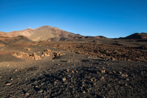 Volcanic landscape with a view of the volcanoes Pico del Teide (3718 m) and Pico Viejo (3135 m), El Teide National Park, UNESCO World Heritage, Tenerife, Canary Islands, Spain Volcanic landscape with a view of the volcanoes Pico del Teide (3718 m) and Pico Viejo (3135 m), El Teide National Park, UNESCO World Heritage, Tenerife, Canary Islands, Spain