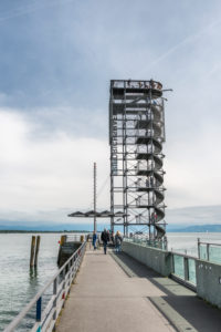 Friedrichshafen, Baden-Württemberg, Germany, pier light, observation tower at the old harbour pier Friedrichshafen, Baden-Württemberg, Germany, pier light, observation tower at the old harbour pier