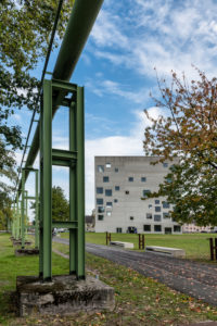 Essen, North Rhine-Westphalia, Germany, Zollverein cube or Sanaa building in Essen Stoppenberg near the Zollverein Coal Mine, Essen, North Rhine-Westphalia, Germany, Zollverein cube or Sanaa building in Essen Stoppenberg near the Zollverein Coal Mine,