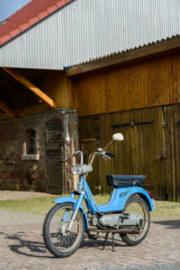 Michelstadt, Hessen, Germany. Vespa Boxer 2 moped by Piaggio & Co, year of construction 1974, 1.5 HP, 49 ccm. Michelstadt, Hessen, Germany. Vespa Boxer 2 moped by Piaggio & Co, year of construction 1974, 1.5 HP, 49 ccm.