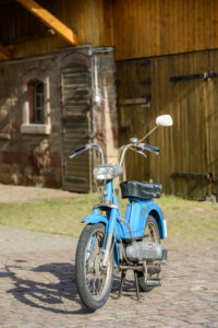 Michelstadt, Hessen, Germany. Vespa Boxer 2 moped by Piaggio & Co, year of construction 1974, 1.5 HP, 49 ccm. Michelstadt, Hessen, Germany. Vespa Boxer 2 moped by Piaggio & Co, year of construction 1974, 1.5 HP, 49 ccm.