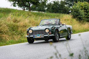 Bad König, Hesse, Germany, Triumph TR6, year of construction 1973, 2500 cc, 123 hp at the classic car festival. Bad König, Hesse, Germany, Triumph TR6, year of construction 1973, 2500 cc, 123 hp at the classic car festival.