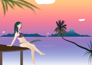Beach, jetty, vector, illustration Beach, jetty, vector, illustration