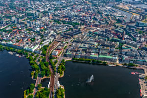 View of Inner Alster and Outer Alster, Hamburg, Germany View of Inner Alster and Outer Alster, Hamburg, Germany