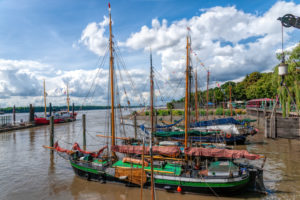 Idyll on the Elbe beach, sailing boats, Hamburg, Germany Idyll on the Elbe beach, sailing boats, Hamburg, Germany