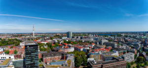 Panorama, Tower am Michel and television tower, Hamburg, Germany Panorama, Tower am Michel and television tower, Hamburg, Germany