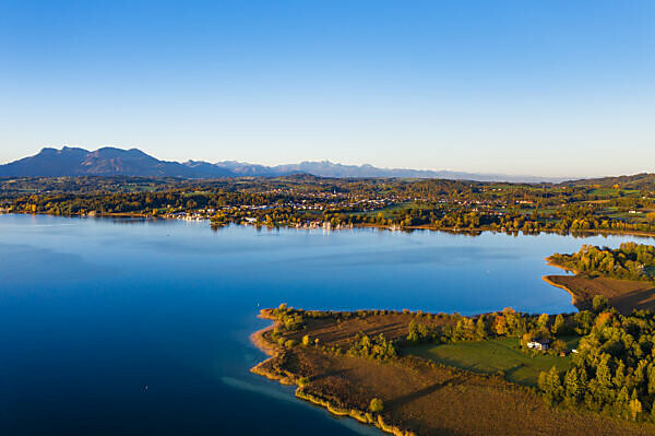 Bildagentur Mauritius Images Halbinsel Sassau Und Prien Chiemsee Chiemgau Luftbild Oberbayern Bayern Deutschland