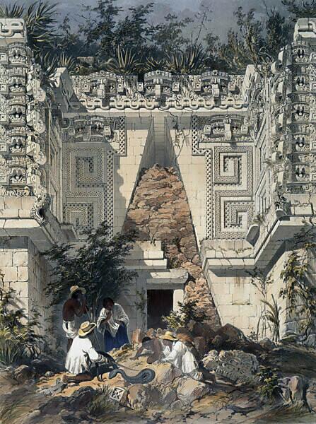 (1799-1854/British) in America, mauritius | 1844 Del | Frederick Chiapas Views images of Ancient Monuments and Gobernador, Yucatan Casa Catherwood Central Archway Bildagentur Uxmal