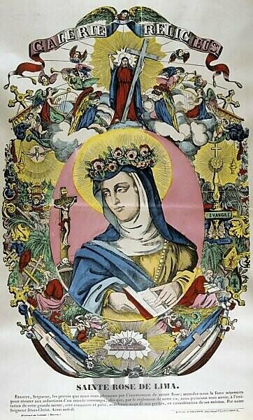 Bildagentur | mauritius images | Santa Rosa of Lima (1586-1617) Born Lima,  Peru, of Spanish parents, was first canonized saint from the New World.  From mid-19th century French coloured