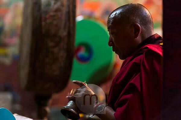 Bildagentur Mauritius Images Monk Profile Sani Gompa Monastery Puja