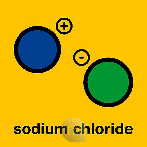 Bildagentur Mauritius Images Sodium Chloride Table Salt Chemical Structure Stylized Skeletal Formula Atoms Are Shown As Color Coded Circles With Thick Black Outlines And Bonds Blue Chlorine Green