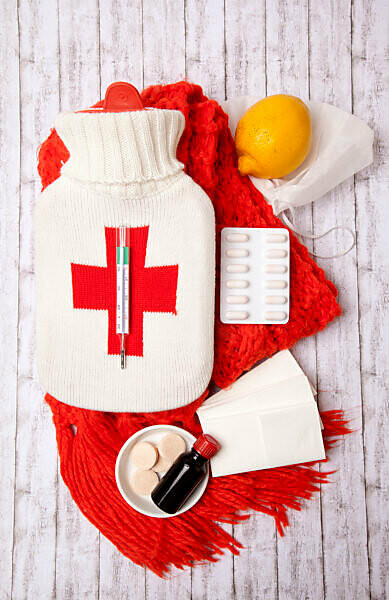 Grip, medicine, health, hot-water bottle