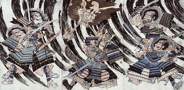 Bildagentur Mauritius Images Minamoto Yorimitsu Raiko Sitenno And The Head Of The Demon Shutendoji Shows Minamoto No Yorimitsu Raiko With Four Hand Picked Warriors To Help Him Fight The Oe Mountain
