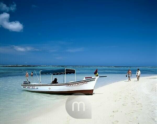 Small Fishing Boats in the Turquoise Sea, Mauritius, Indian Ocean