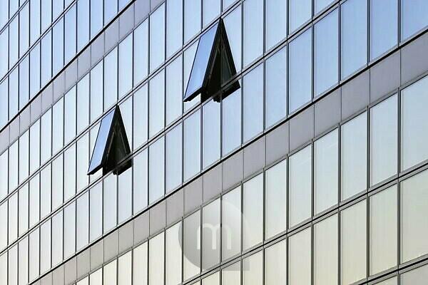 Bildagentur Mauritius Images Architecture High Rise Glasfassade Detail Windows Two Open Facade Glass Facade Kippfenster Color Mood Blue Facades Tilted Glass Opened Construction Buildings Modern Outside Business Park Office High