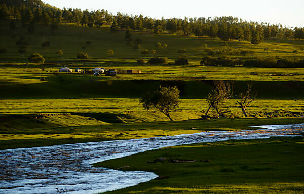 River in the Mongolian steppe, Mongolia