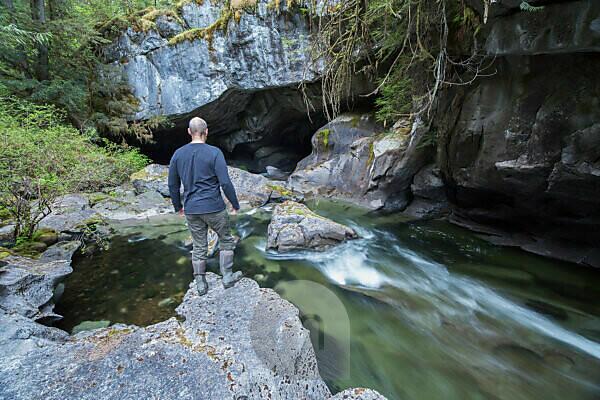 Teenage boy fishing, Pacific Rim National Park, Vancouver Island