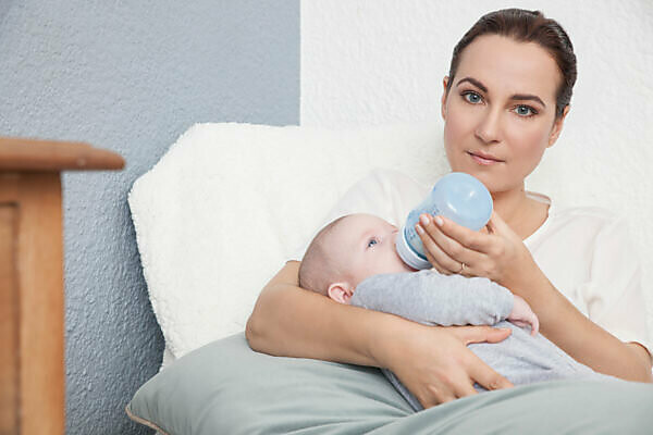 Baby boy with bottle