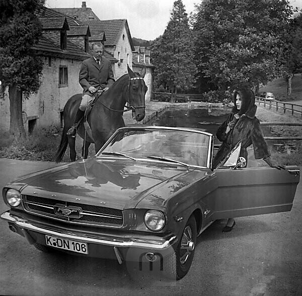 Bildagentur Mauritius Images 9 July 1964 The Ford Mustang Already Very Popular In The United States Makes Its Debut In Europe It Is An Eight Cylinder T5 4 7 Litre 190 Horse Powered Car Cologne Germany