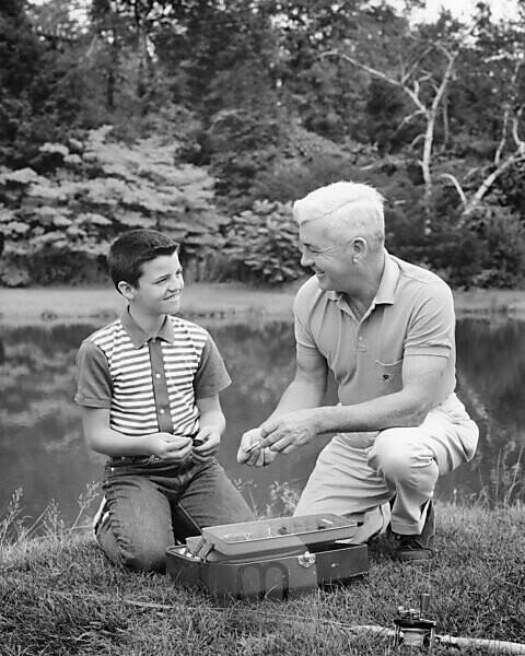 Boy And Grandfather Fishing Photograph by H. Armstrong Roberts/ClassicStock  - Pixels